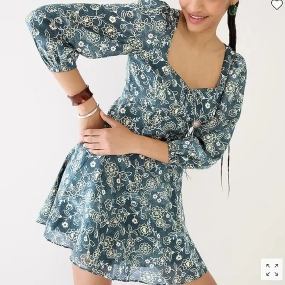 J. Crew Vintage Vines Green Sweetheart Floral Mini Dress‎ - 8